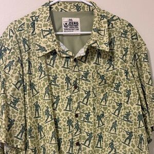Zero Foxtrot Men's Light Green Ski-Print Button-Down Shirt - 2XL